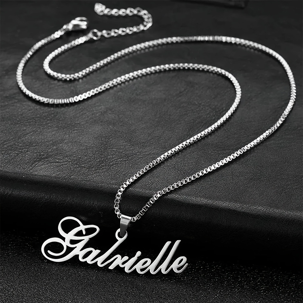 Custom Box Chain Name Necklace, 304 Stainless Steel Minimalist